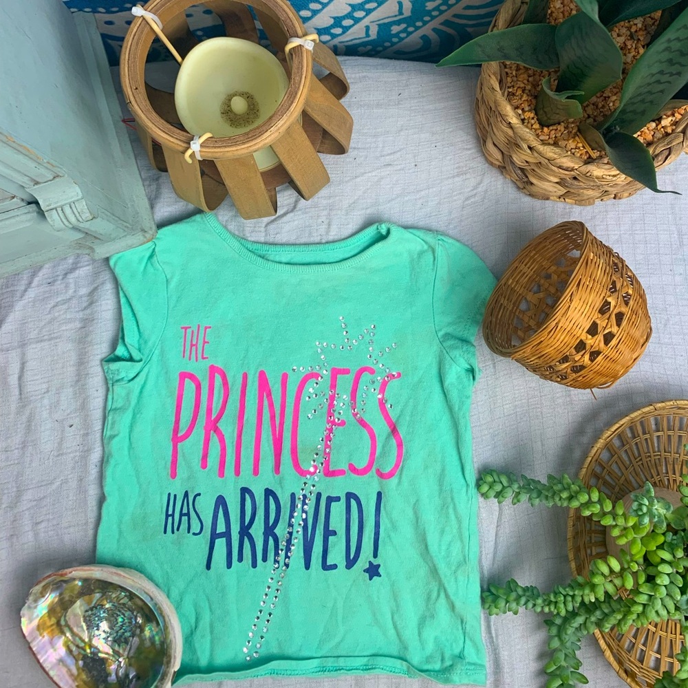 “The Princess Has Arrived” Turquoise Sequin Graphic T Shirt - PLAY condition!